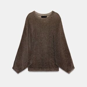Zara Metallic Brown Knit Top